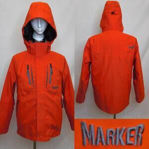 Marker Ski Jacket Men's M Hi-Visibility Orange Hooded Removable Liner #W4939